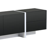 TV Stand High Gloss Console 74 Inch Length Modern Black - Furniture Home Direct
