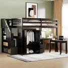 Loft Bed With Stairs, Bookshelf, Drawers, Desk & Wardrobe, Space Saving Multifunctional Furniture - Furniture Home Direct