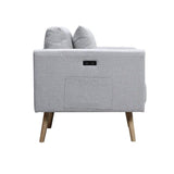 Easton - Linen Fabric Loveseat With USB Charging Ports Pockets And Pillows - Furniture Home Direct