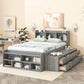 Bed With Bookcase Headboard, Under Bed Storage Drawers And Bed End Storage Case - Furniture Home Direct