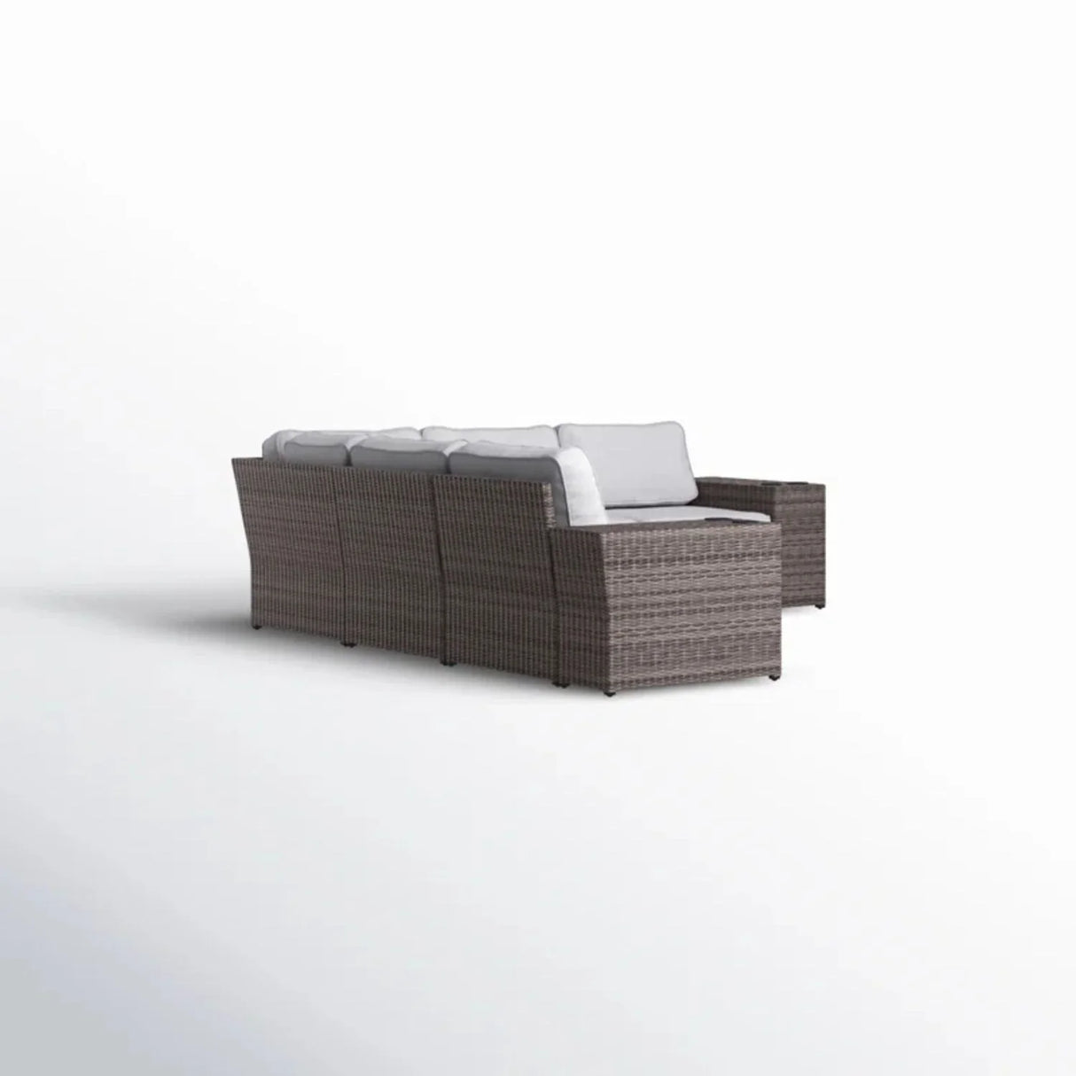 Wide Reversible Outdoor Sectional Sofa With Cushions - Brown / Gray - Furniture Home Direct