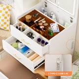 Vanity Table With Flip Top Four Drawers And Stool White - Furniture Home Direct
