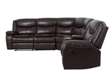 Sectional Sofa Leather Manual Reclining Family Room Brown - Furniture Home Direct