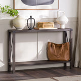 Farmhouse Metal X Table With Lower Shelf - Furniture Home Direct