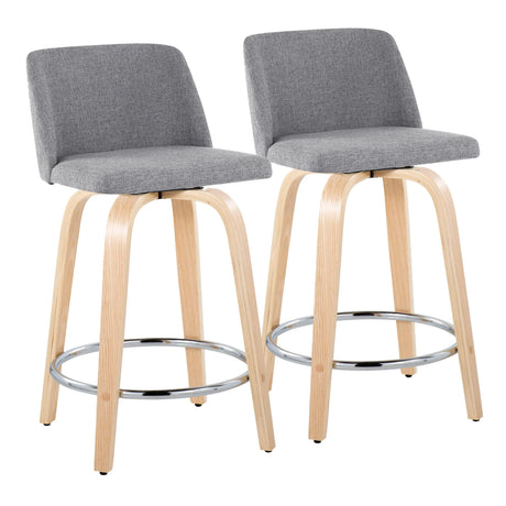 Toriano - Contemporary Fixed Height Counter Stool & Swivel And Round Footrest (Set of 2) - Furniture Home Direct