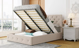 Platform Bed With Hydraulic Storage Upholstered Beige - Furniture Home Direct