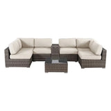 Elegant 4 Person Wicker Patio Seating Set With Cushions And Glass Top Table - Furniture Home Direct