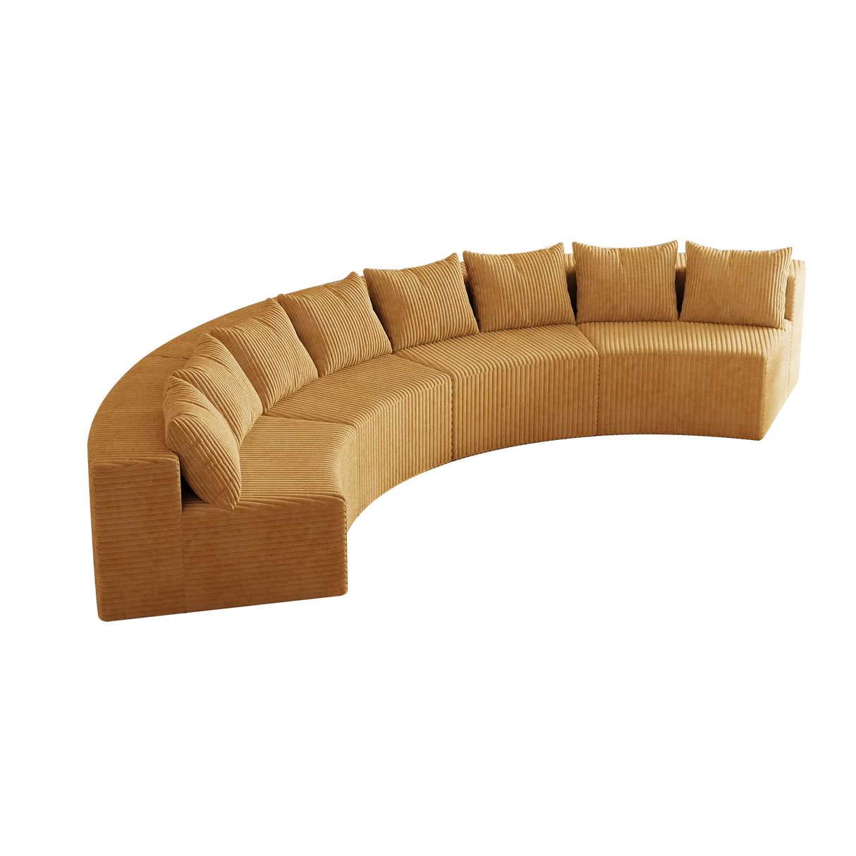 Corduroy curved Modular sectional with 8 pillows - Yellow - Furniture Home Direct
