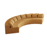Corduroy curved Modular sectional with 8 pillows - Yellow - Furniture Home Direct