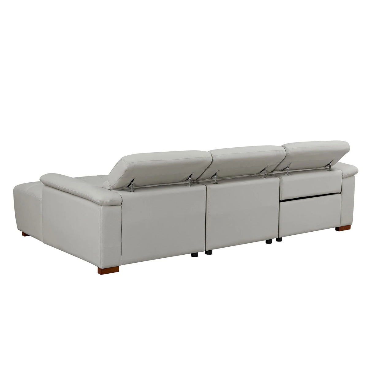 Power Reclining Sectional with USB Port - Light Gray - Furniture Home Direct