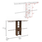Closet System With Five Shelves And Drawers Dark Walnut - Furniture Home Direct