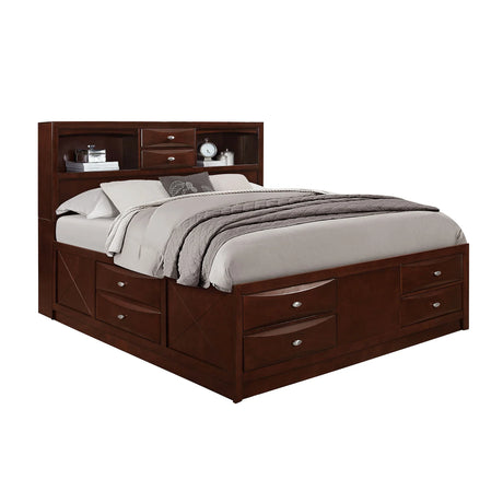 Lucille - 5 Piece Bedroom Set With Storage Drawers And Bookcase Headboard - Furniture Home Direct