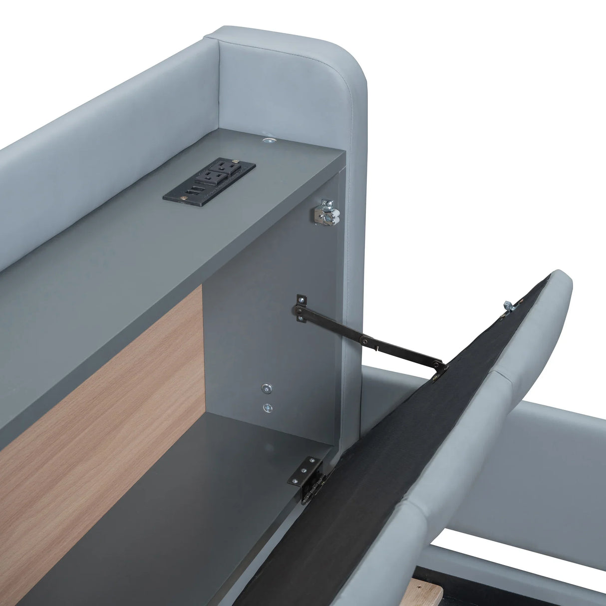 Platform Bed Upholstered Storage Hydraulic Drawers Gray - Furniture Home Direct