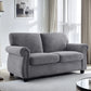 Soft Loveseat, Upholstered 2 Seater Couch, Loose Back Cushions And Turned Legs - Furniture Home Direct
