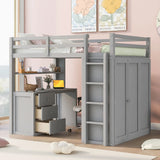 Loft Bed With Drawers, Desk, And Wardrobe - Furniture Home Direct