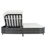Outdoor Wicker Double Chaise (Black Frame+Beige Cushion) - Furniture Home Direct