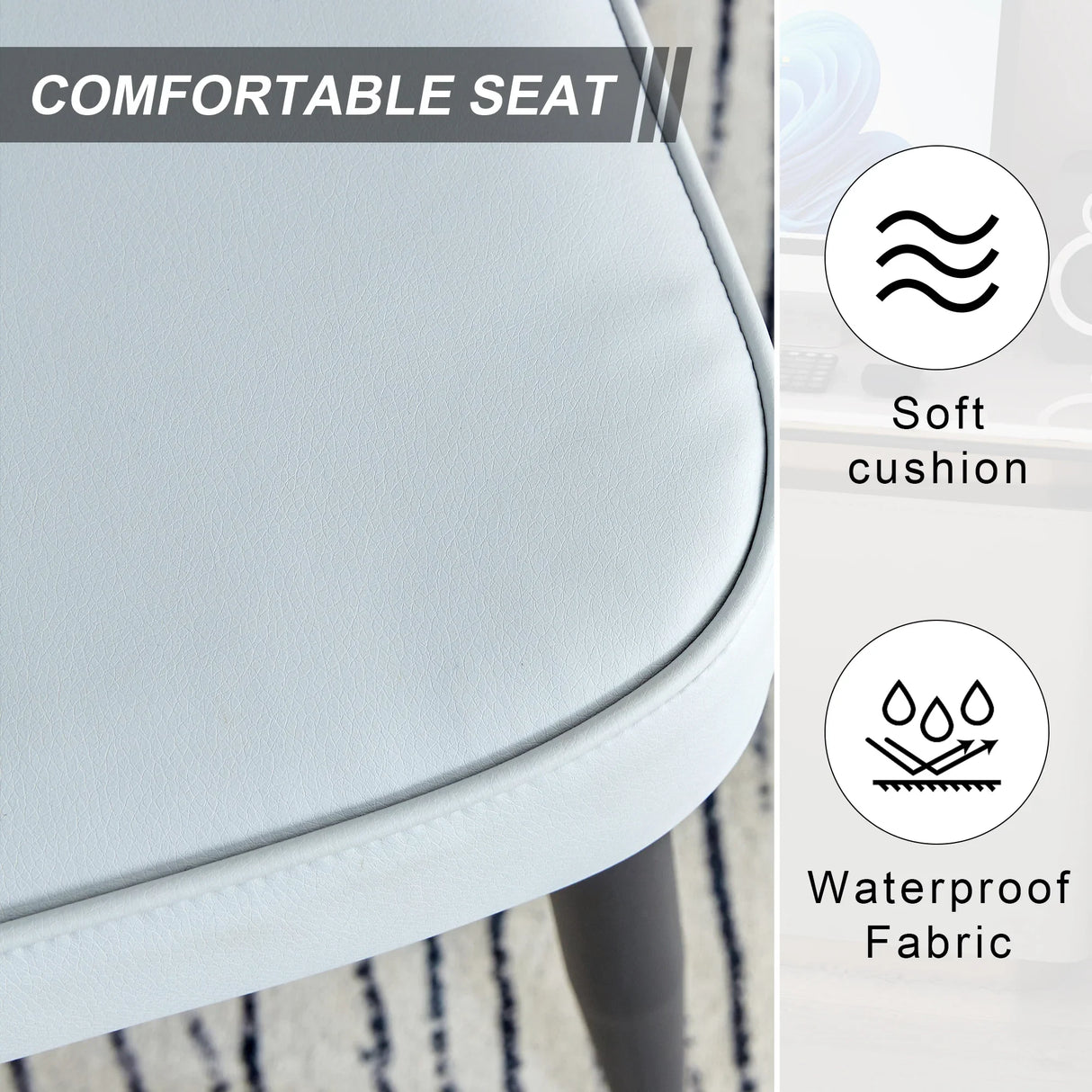 Dining Chairs Upholstered PU Cushions Modern Light Gray - Furniture Home Direct