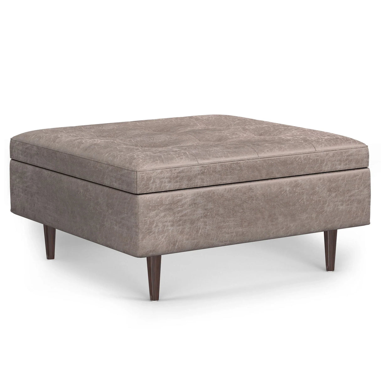 Shay - Large Square Coffee Table Storage Ottoman Mid-Century Style - Furniture Home Direct
