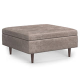 Shay - Large Square Coffee Table Storage Ottoman Mid-Century Style - Furniture Home Direct