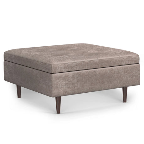 Shay - Large Square Coffee Table Storage Ottoman Mid-Century Style - Furniture Home Direct