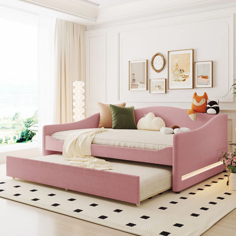 Upholstered Daybed With Light And Trundle - Furniture Home Direct