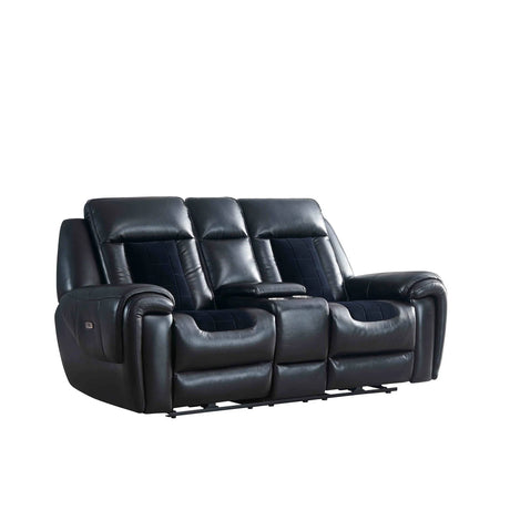 Clark - Blanche / Velvet Power Console Reclining LS With LED - Black - Furniture Home Direct