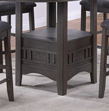 Dining Table Round Counter Height With Shelf Solid Wood Gray - Furniture Home Direct