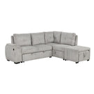 Pull-Out L-Shaped Sectional Sofa With Movable Ottoman And Stool, Large Storage Space, A Cup Holder, And 2 USB Ports For Living Room - Furniture Home Direct