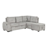 Pull-Out L-Shaped Sectional Sofa With Movable Ottoman And Stool, Large Storage Space, A Cup Holder, And 2 USB Ports For Living Room - Furniture Home Direct