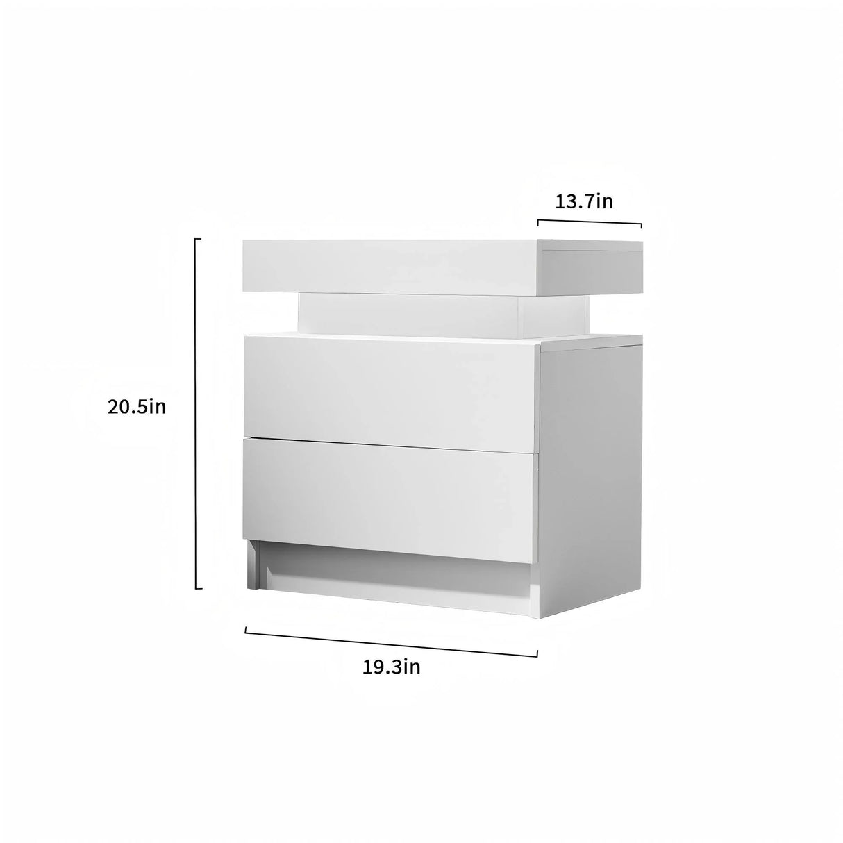 Modern LED Bedside Table Cabinet With Adjustable Lights And 2 Drawers - White - Furniture Home Direct