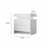 Modern LED Bedside Table Cabinet With Adjustable Lights And 2 Drawers - White - Furniture Home Direct