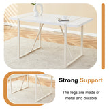 Dining Table Industrial Rectangular MDF Metal Frame White - Furniture Home Direct