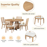 Dining Set Round Wood Table With Ladder Back Chairs Natural - Furniture Home Direct