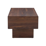 Coffee Table Solid Wood Long Rectangular Dark Walnut - Furniture Home Direct
