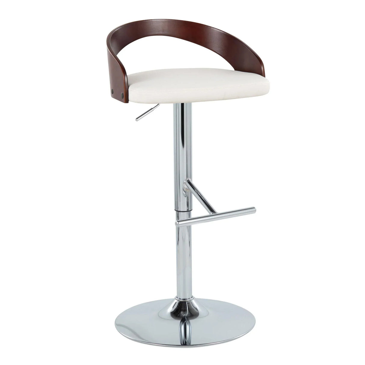 Grotto - Contemporary Adjustable Height Barstool With Swivel With Straight T Footrest (Set of 2) - Furniture Home Direct