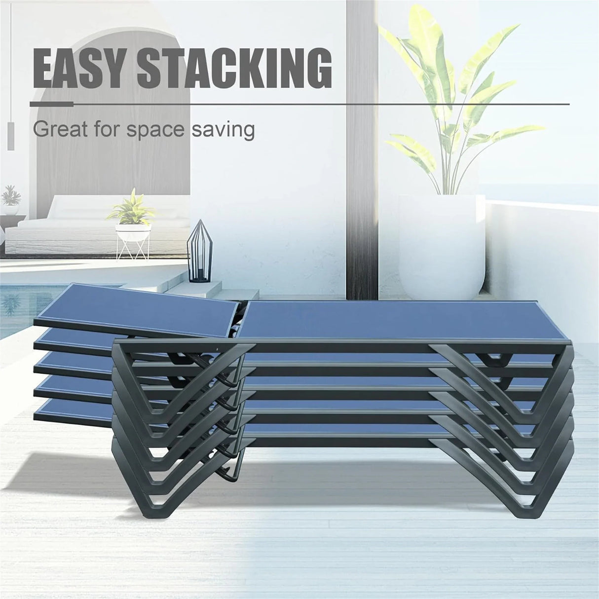 Outdoor Lounge Chair - Navy Blue - Furniture Home Direct