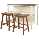 Kitchen Island Set With Stools 45 Inch Top Walnut Off White - Furniture Home Direct