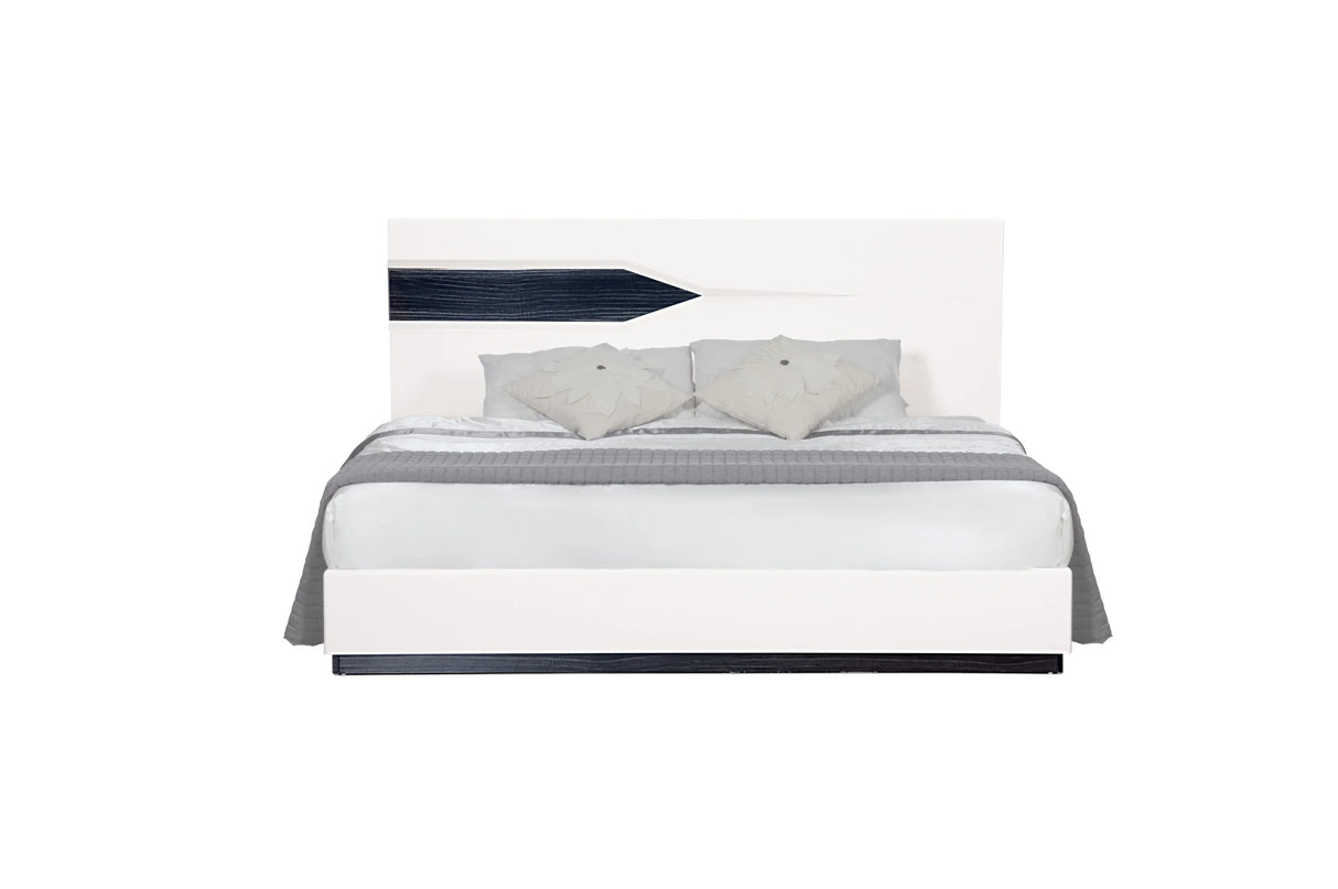 King Bedroom Set Bed Dresser Mirror Chest Nightstand White - Furniture Home Direct