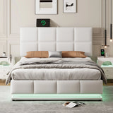 Platform Bed Tufted Upholstered Hydraulic Storage White - Furniture Home Direct