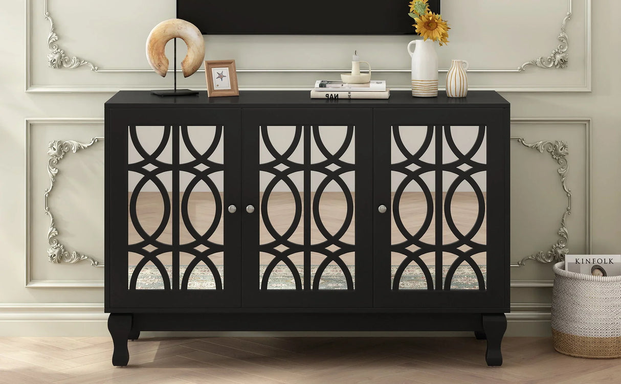 Modern Mirrored TV Stand, 3 Adjustable Shelves For Living Room - Furniture Home Direct