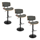 Lombardi - Mid Century Modern Adjustable Barstool With Swivel With Straight T Footrest (Set of 3) - Furniture Home Direct