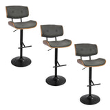 Lombardi - Mid Century Modern Adjustable Barstool With Swivel With Straight T Footrest (Set of 3) - Furniture Home Direct
