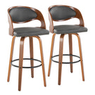 Pino - Mid Century Modern Fixed Height Barstool With Swivel & Round Footrest (Set of 2) - Furniture Home Direct