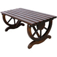 Rustic Wooden Bench With Wagon Wheel Legs For Garden And Patio - Brown - Furniture Home Direct