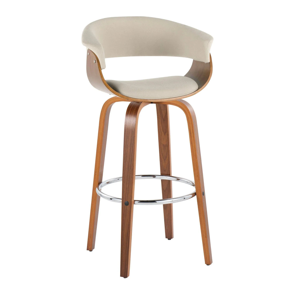 Vintage Mod - Mid Century Modern Fixed Height Barstool With Swivel With Round Footrest (Set of 2) - Furniture Home Direct