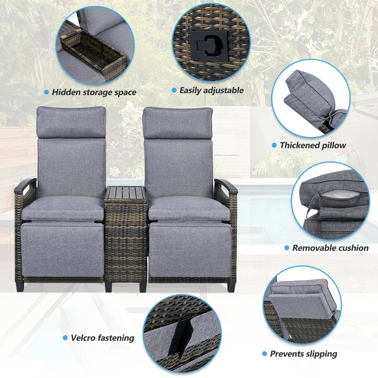 Outdoor Lounge Chair Set - Gray - Furniture Home Direct