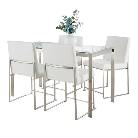 Fuji - High Back Contemporary Dining Set, Glass 5 Piece - Furniture Home Direct