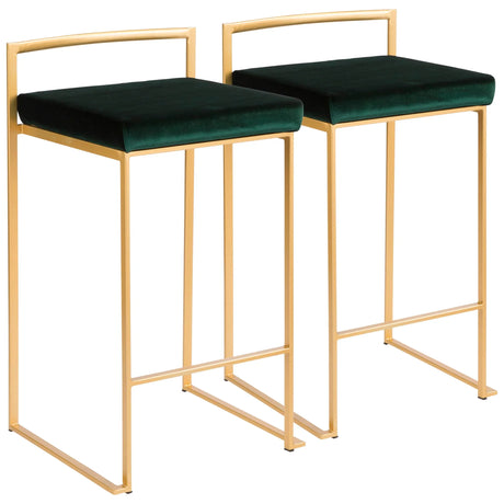 Fuji - Contemporary / Glam Design Counter Stool (Set of 2) - Furniture Home Direct