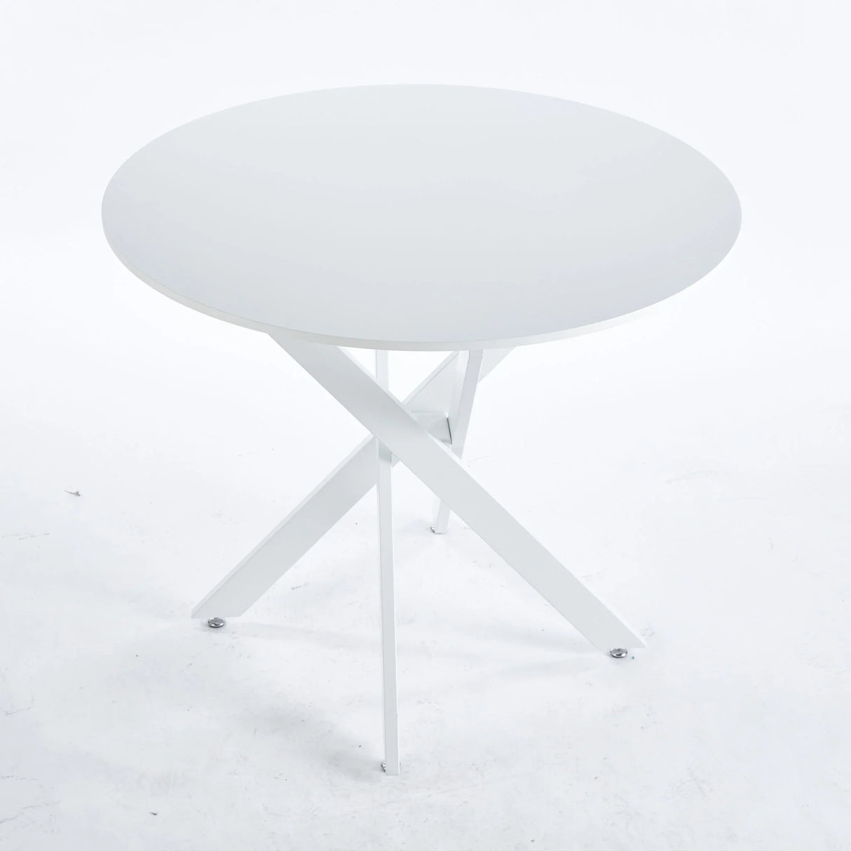 Mid-Century Dining Table For 4 - 6 People With Round MDF Table Top, Pedestal Dining Table, End Table Leisure Coffee Table, Cross Leg - Furniture Home Direct