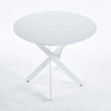 Mid-Century Dining Table For 4 - 6 People With Round MDF Table Top, Pedestal Dining Table, End Table Leisure Coffee Table, Cross Leg - Furniture Home Direct